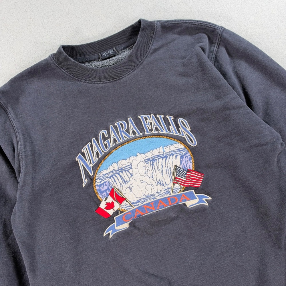John Galt Niagara Falls Canada Embroidered Sweatshirt One Size Charcoal